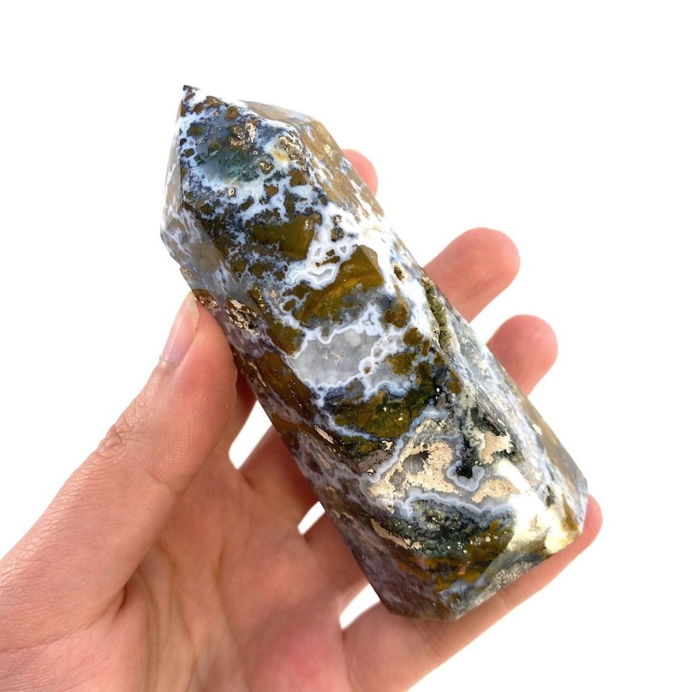 Polished Ocean Jasper Crystal Point Tower